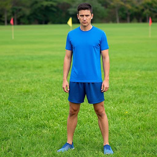 Athlete in Vibrant Blue Outdoors