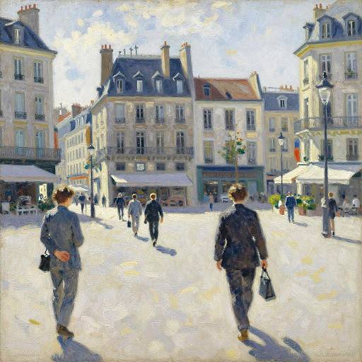 Impressionist Urban Plaza at Noon