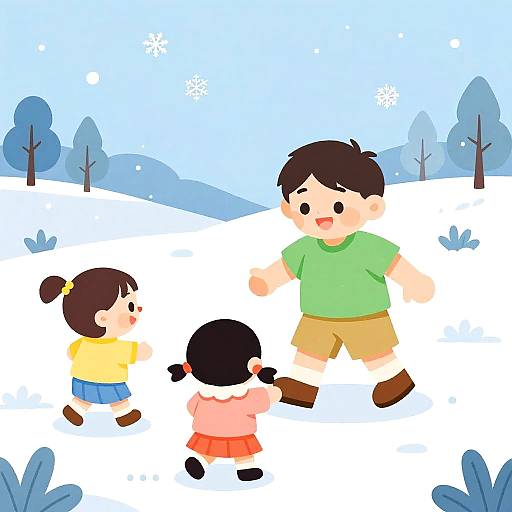 Playful Family on Snowy Day