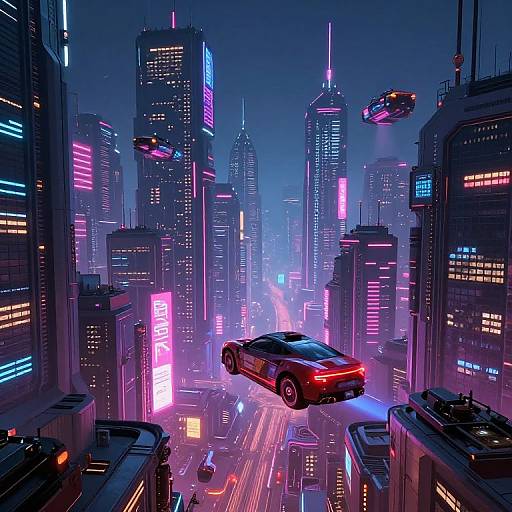 Nejikyuu in Neon Cyberpunk Cityscape