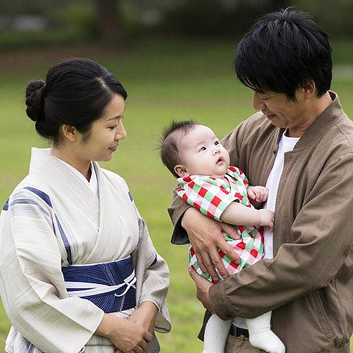 Beautiful Asian Family Portrait Outdoors