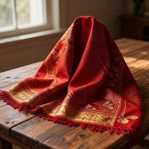 Luxurious Crimson and Gold Shawl
