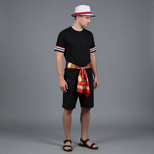 Stylish Man in Striped Outfit