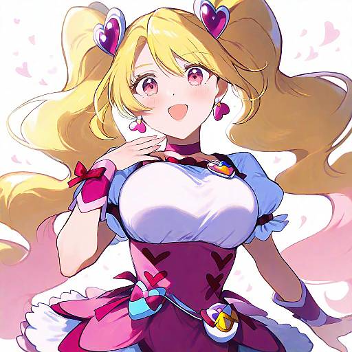 Illustration of Cure peach, precure in the style of Fuji fujino