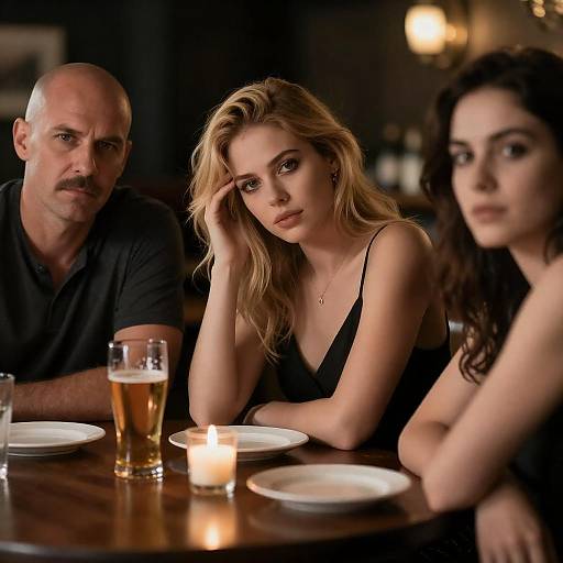 Intimate Bar Scene with Captivating Expressions