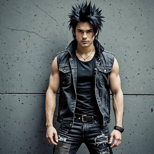 Rugged Male Cosplayer with Black Spiky Hair