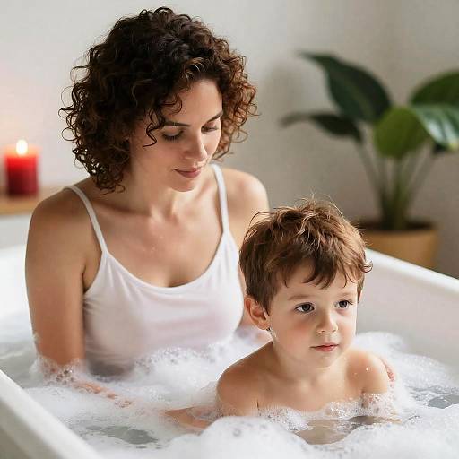 Intimate Bubble Bath Moment Between Two