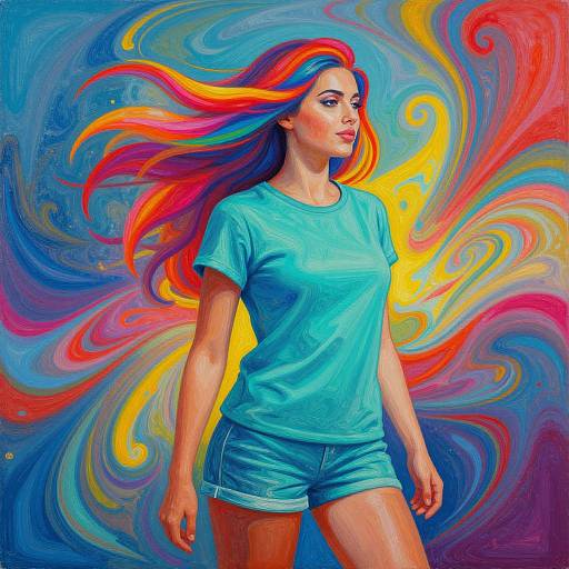 Vibrant Abstract Woman with Flowing Hair