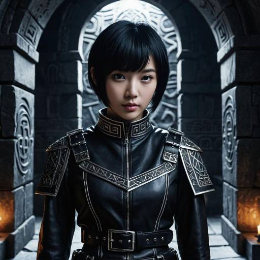 Stoic Anime Woman in Leather Outfit