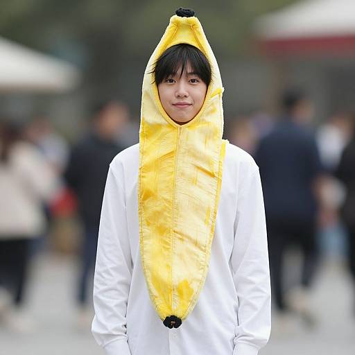 Realistic Portrait of Boy in Banana Costume