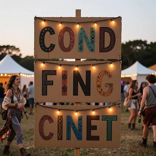 Handmade Festival Concert Signs at Sunset