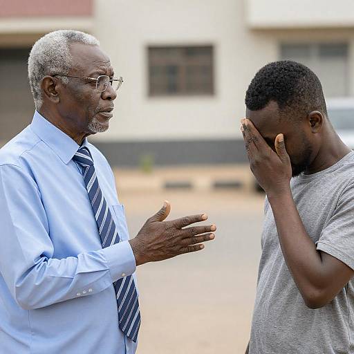 Two African Men: Conversation and Distress