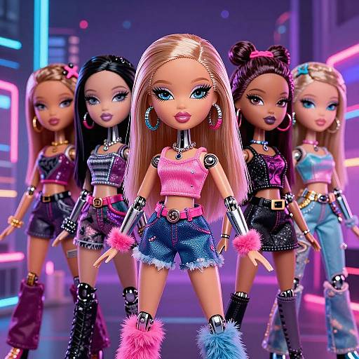 Futuristic Stylized Bratz Doll Group