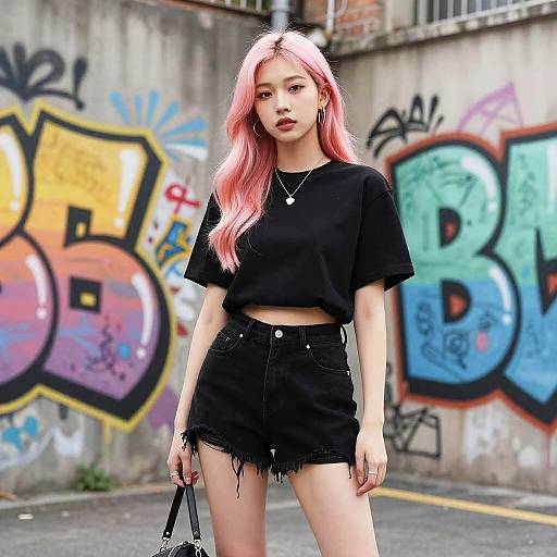 Confident Asian Girl in Urban Fashion