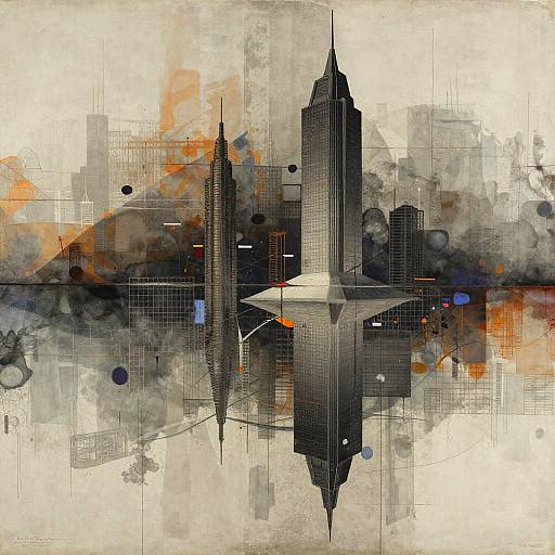 Futuristic Encaustic Cityscape Texture