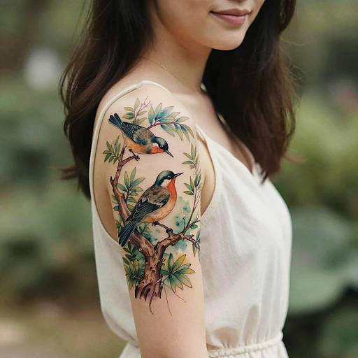 Elegant Nature-Inspired Sleeve Tattoo