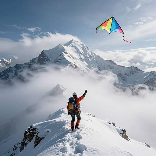 Photorealistic Mountain Climber Peak Reach