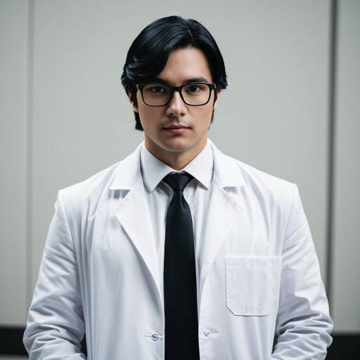 Man in Fitted White Lab Coat and Black Tie