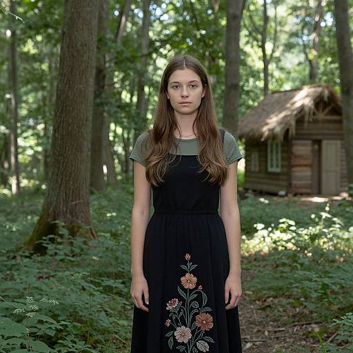 Confident Woman in Lush Forest