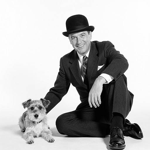 Vintage Photography of Man with Dog