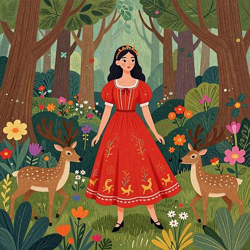 Enchanting Woman in Vibrant Forest