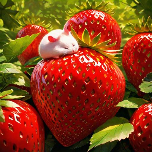 Whimsical Hamster on Strawberry Delight Whimsical Hamster on Strawberry Delight