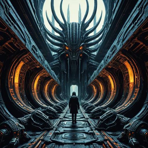 Futuristic Apocalyptic Corridor with Figure