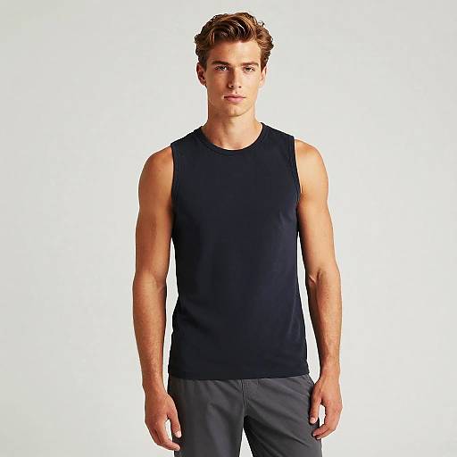 Young man in sleeveless black shirt