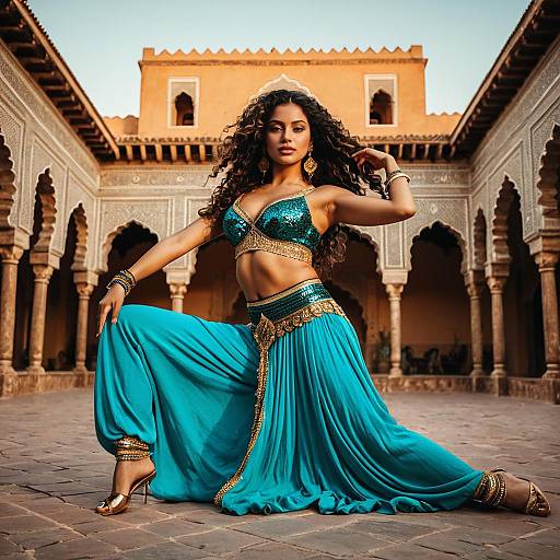Moroccan Belly Dancer in Historic Palace Courtyard