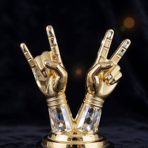 Crystal and Gold Rock Paper Scissors Trophy