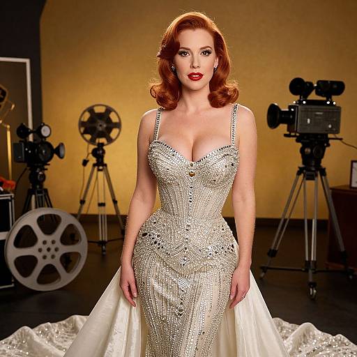 Glamorous Red-Haired Hollywood Elegance