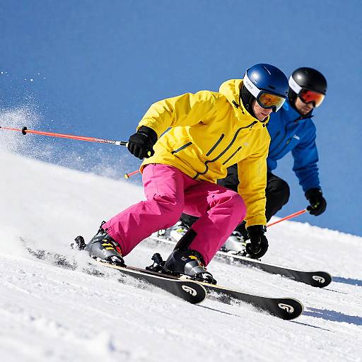 Dynamic Skiing Action in Bright Colors