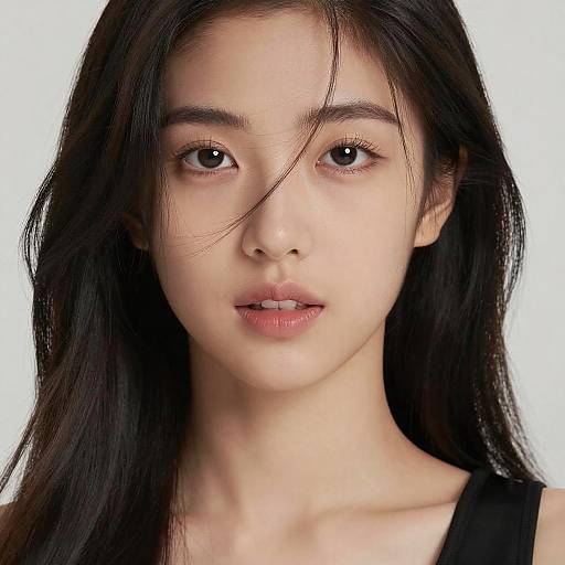 Photorealistic Close-Up: Girl with Hair Over Eye