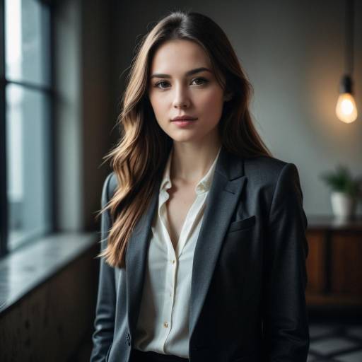 Young Woman in Tailored Jacket Indoor Portrait