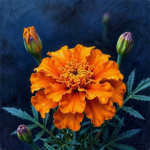 Ultra Realistic Glowing Marigold Drawing