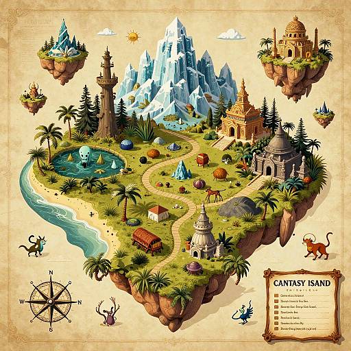Vintage Fantasy Island Explorer Map