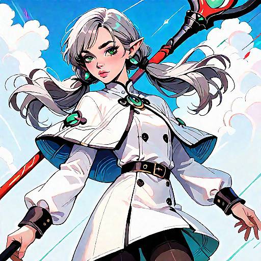 Frieren Anime Girl with Staff