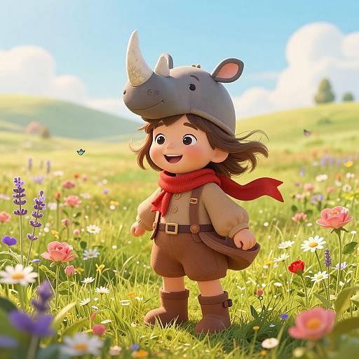 Playful Child in Sunny Meadow