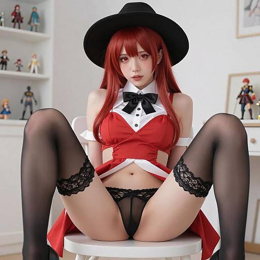Red-Haired Cosplay Woman Pose