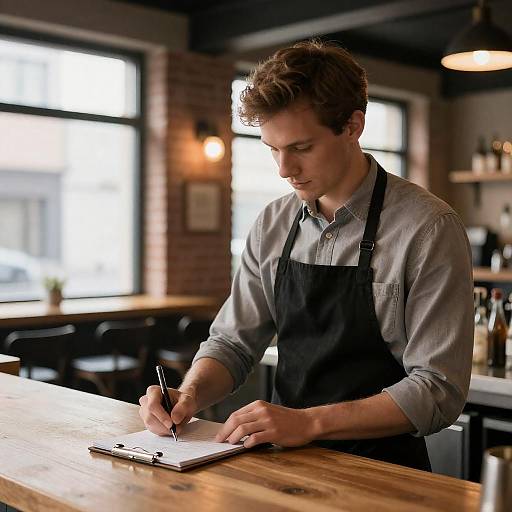 Male Bartender at a Rustic Bar