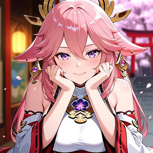 Vibrant K-Pop Idol in Traditional Aesthetic