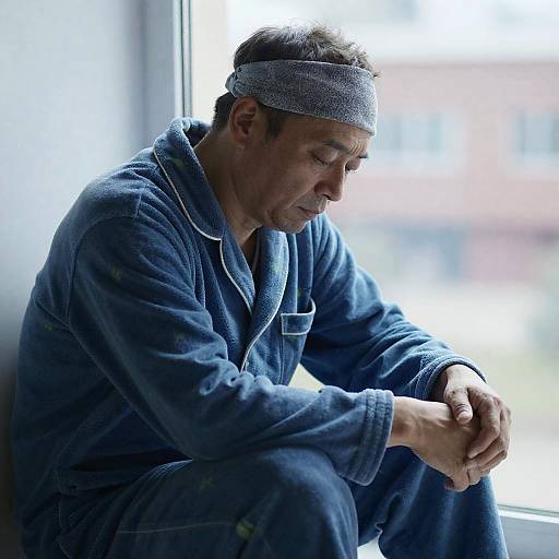 Melancholic Middle-Aged Man by Window