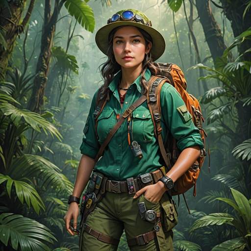 Adventurous Explorer in Lush Jungle Adventurous Explorer in Lush Jungle