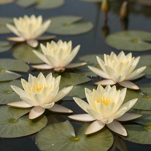 Serene Pond with Pale Water Lilies
