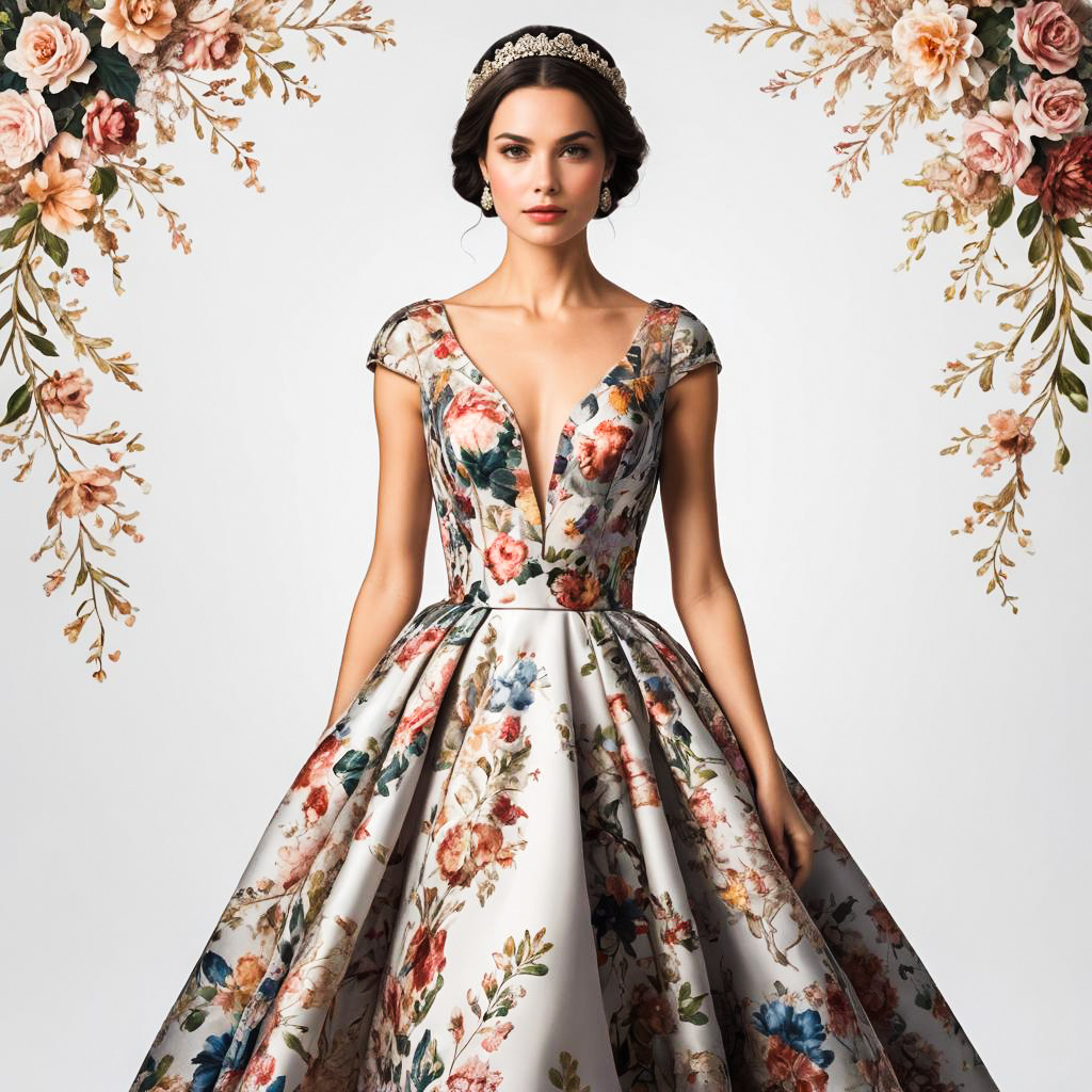 Elegant Woman in Floral Gown Portrait