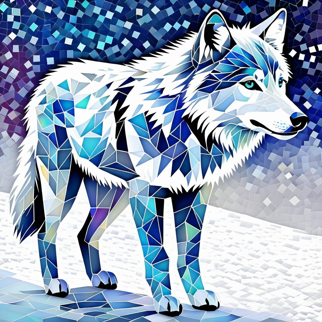 Mosaic Wolf Artwork in Mystical Style