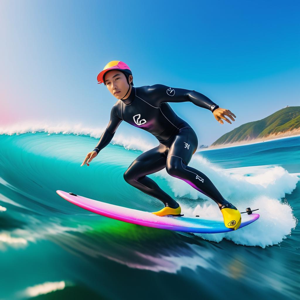 Dynamic Surfing Action in Vibrant Colors