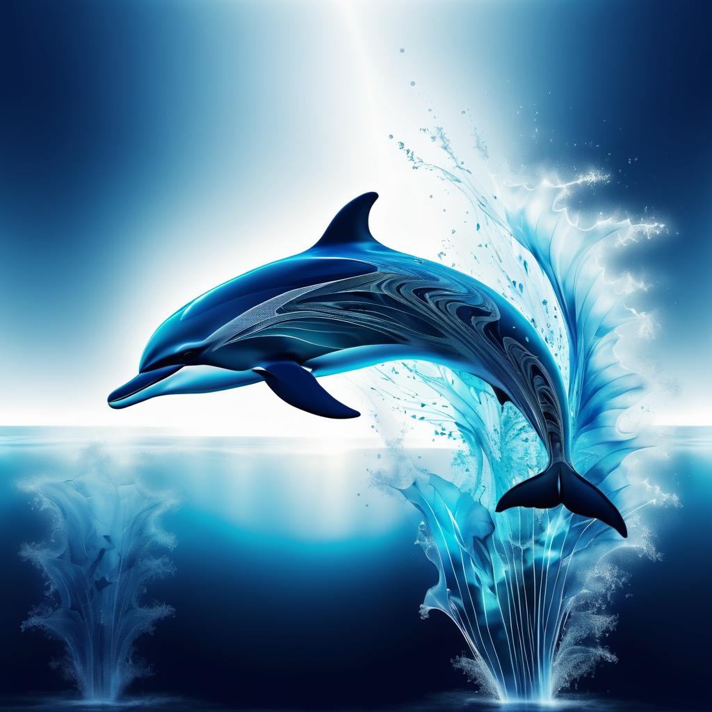 Glowing X-Ray Dolphin Artwork in Ocean