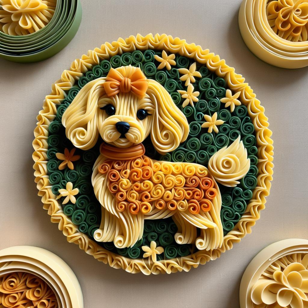 Mosaic Pasta Art: Dog in Detail