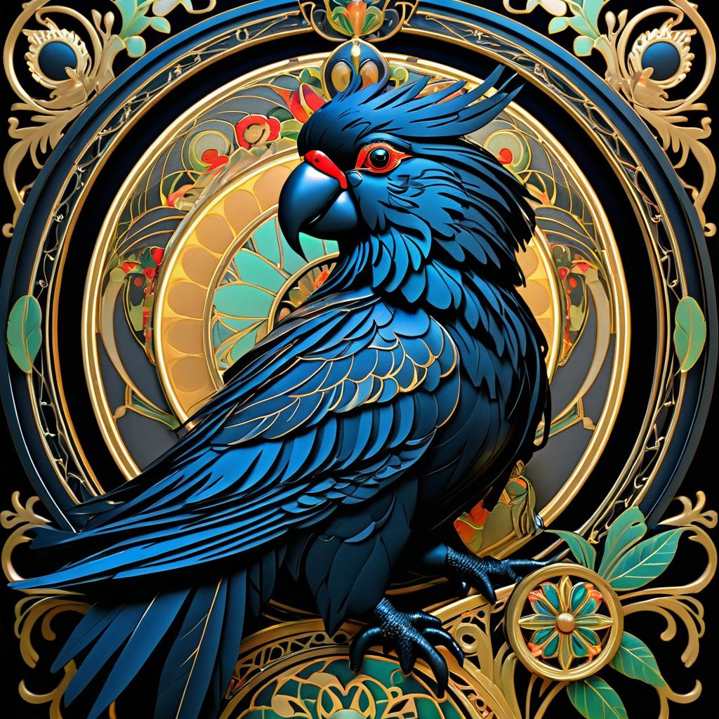 Vintage Vaudeville Black Parrot Art